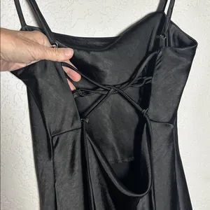HELLO MOLLY Black Corset Tie Back Midi Dress Cocktail Party Slip Sexy Size 6 thumbnail 4