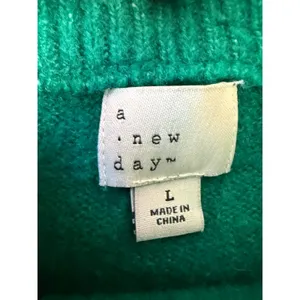 A New Day Green Ciao Ciao Sequin Mock Neck Sweater Womens Large Emerald Pink thumbnail 5