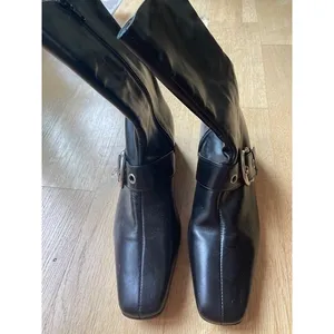 Women Zip up black biker boots size 6.5 thumbnail 2