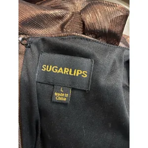 Sugarlips Sz Large Rina Metallic Aspen Dress Formal Wedding Gala Stretch Bronze thumbnail 7