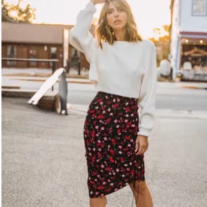 NWOT FOR LOVE & LEMONS Molly Skirt Floral Rose Ruched thumbnail 3