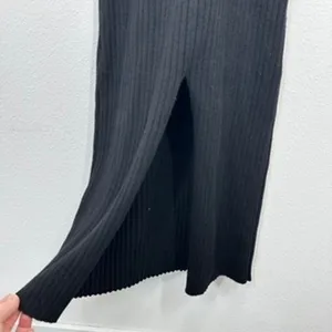 ASTR The Label Black Ribbed Knit‎ Deep V Neck Plunge Midi Dress Size S Bodycon thumbnail 6