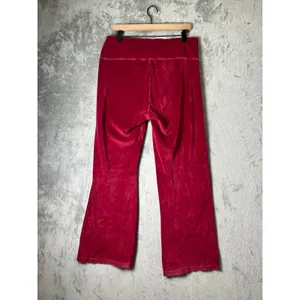 PINK Victoria's Secret Velour Foldover Flare Pants Burgundy Y2K Lounge Large thumbnail 3