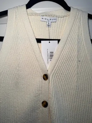 Miou Muse Boutique Knit Tank White thumbnail 2