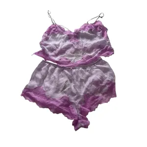 NWT SKIMS ROMANCE LACE CROPPED CAMI AND SHORT SET Sugar Plum Large thumbnail 6