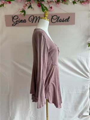 We The Free Women's Mauve Long Sleeve Flared Top, Size Small thumbnail 4