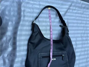 Guess Black Hobo Shoulder Bag – Front Zip Pocket, Silver Hardware thumbnail 5