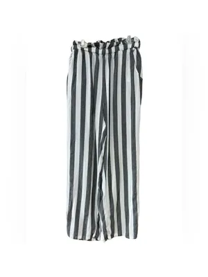 American Eagle Outfitters Gray White Striped Paperbag Pants thumbnail 4