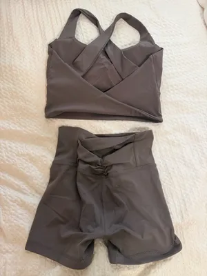 Berlook X Criss Cross Bra and Shorts Set Brown thumbnail 5