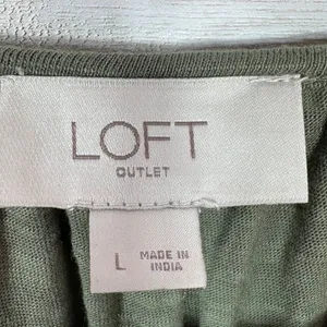 Loft Slub Jersey Knit Scoop Neck‎ Peasant Tee Shirt Olive Green Large thumbnail 9