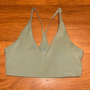 AYBL Staple‎ Sports Bra Racerback Okie Green Medium Yoga Gym Workout thumbnail 2
