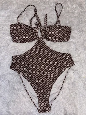 Cupshe Brown & White Floral One-Shoulder Cutout One-Piece Swimsuit thumbnail 4