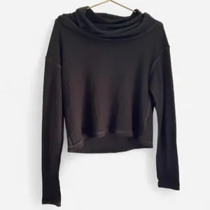 Free People Wildcat Black Thermal Cowl Neck Top – Slouchy Boho Core XS thumbnail 4