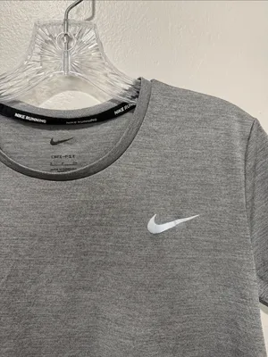 Nike Running Women's Gray Short Sleeve Athletic Tee with Mesh Panels thumbnail 6