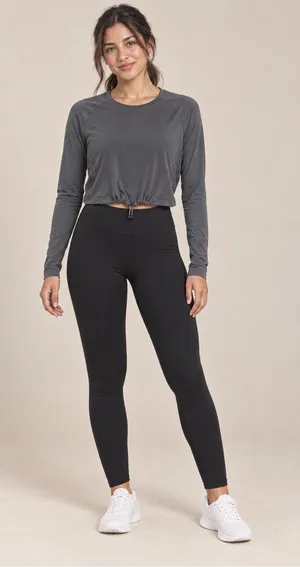 Gymshark Gray Long Sleeve Cropped Training Top Drawcord Hem Women S thumbnail 1
