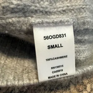 One Gray Day OGD Women 100% Cashmere Gray Ribbed Raglan Cropped Sweater Small thumbnail 3