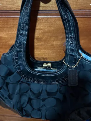 Coach Black Y2K Signature Canvas kisslock Hobo Bag with Leather Trim thumbnail 2