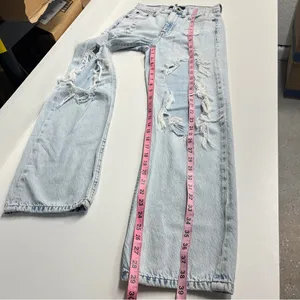 90s baggy thrashed jeans light‎ wash zipper fly retro style denim juniors teen thumbnail 4