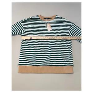 BTFBM Striped Oversized Sweatshirt Top Size M Green Tan New With Tag thumbnail 3