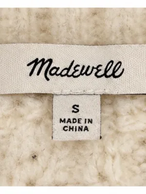 Madewell 100% Merino Wool Cream Mock Neck Chunky Knit Sweater Size Small thumbnail 4
