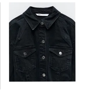 ZARA Washed Black Gray Denim Jean Jacket Button Down Mini Bodycon Dress thumbnail 3