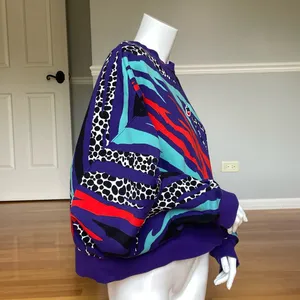 Vintage Nike AOP Crewneck Sweatshirt Women’s M Purple Abstract Graphic Retro thumbnail 3