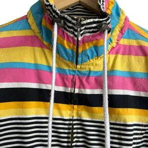 VTG Y2K AMI Women Jacket L Rainbow‎ Stripe Windbreaker Preppy Coastal Travel thumbnail 12
