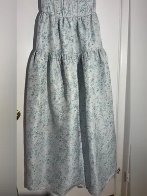 Maison Amory Sky Blue Floral Strapless Sweetheart The Windsor Maxi Dress thumbnail 12