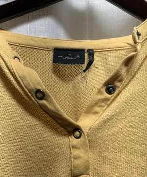 Women's Urban Outfitters Emmy Mustard Yellow Cropped Henley S thumbnail 2