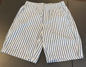 Lands End Women‎ Size 4 Blue White Striped Mid Rise Pull On Shorts Elastic Waist thumbnail 1