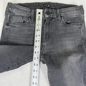 MOTHER Denim Faded Black Skinny Jeans Size 28‎ Made in USA Distressed Gray thumbnail 9