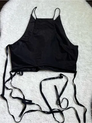 Zara Black Satin Halter Strappy Crop Top Medium thumbnail 4
