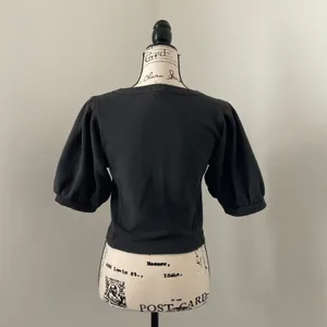 AE® American Eagle Puff‎ Sleeve Cropped Sweatshirt Charcoal Grey M M thumbnail 3
