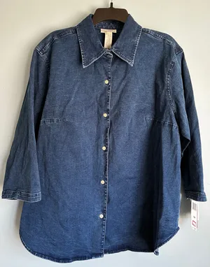 Jones New York Sport Stretch Denim Button Up Top Women's 18W thumbnail 1