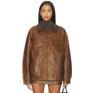 Show Me Your Mumu Maverick Bomber Jacket in Chestnut Brown XSmall New Womens thumbnail 3