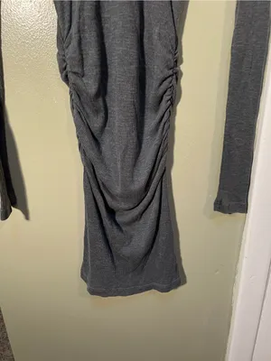Stateside Women’s Sz XS Kate Ribbed Dress Bodycon Midi Length Dark Gray Long Slv thumbnail 4