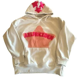 Aelfric Eden Starcore Pink Towel Embroidery Oversized Hoodie Cream XS Y2K‎ thumbnail 1
