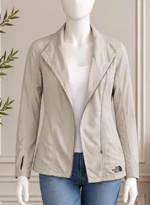 The North Face Womens Agave Moto Jacket Asymmetrical Zip Oatmeal Small thumbnail 1