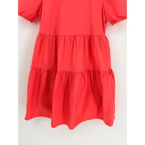 Adyson Parker Tiered Puff Sleeve Dress Womens Medium‎ Coral Babydoll Pockets thumbnail 9
