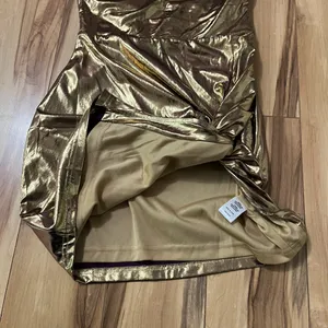 REVOLVE Superdown Gold Shimmer Mini Dress Cocktail Size XS Cowl Knot Hem Lined thumbnail 6