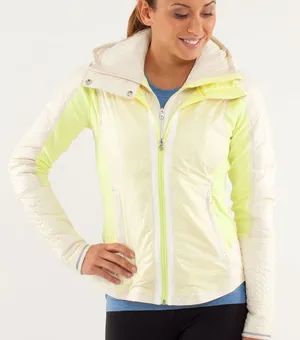 Lululemon Yellow Cream Down Ski Jacket Sz 6 Hooded Water Resistant Luxe Warm thumbnail 1