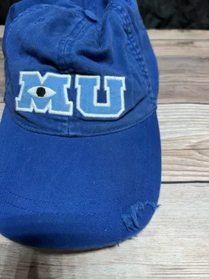 Disney Parks MU Adult Blue Baseball Cap Distressed Bill Adjustable Hat Cotton thumbnail 2