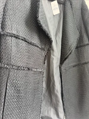 LOFT Black Textured Open-Front Coat Blazer thumbnail 6