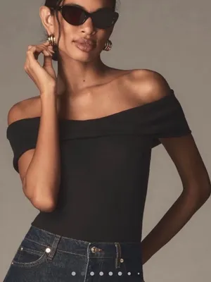 Anthropologie Pilcro Modal Cotton Rib Off the Shoulder Top thumbnail 1