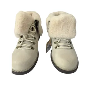 BORN Blaine Shearling Hiker Boots Women's 9 Cream Leather Waterproof NEW thumbnail 5