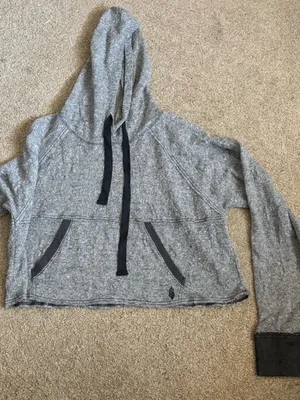 Free People FP Movement Gray Lightweight Cropped Hoodie with Drawstring thumbnail 9