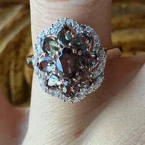 Color Changing Garnet Moissanite Sterling Silver Ring Size 7 Brown thumbnail 1