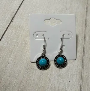 Handmade Earrings Teal Dangel thumbnail 3