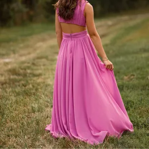 Lulus Elegant Pink V-Neck Cutout Maxi Dress thumbnail 2