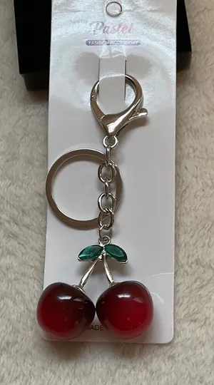 Silver plated Cherry Purse fob Red thumbnail 1